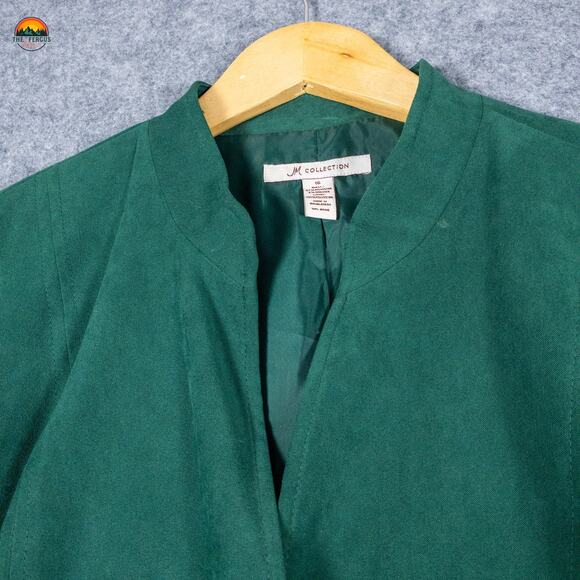 JM Collection Jacket Green Long Sleeve Pockets Button Front Women's Size 16 - Picture 4 of 10